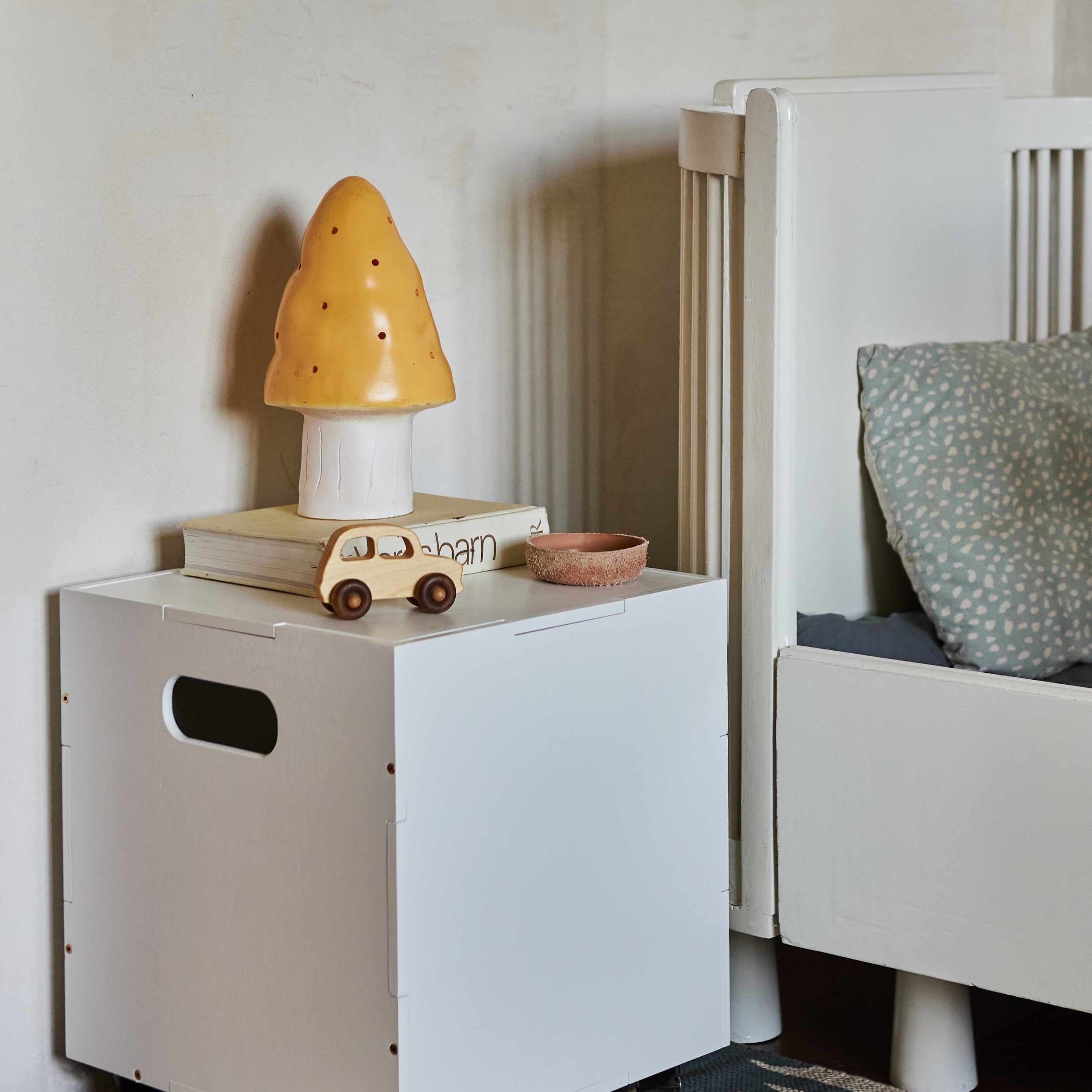 Nofred White Cube Storage near bed