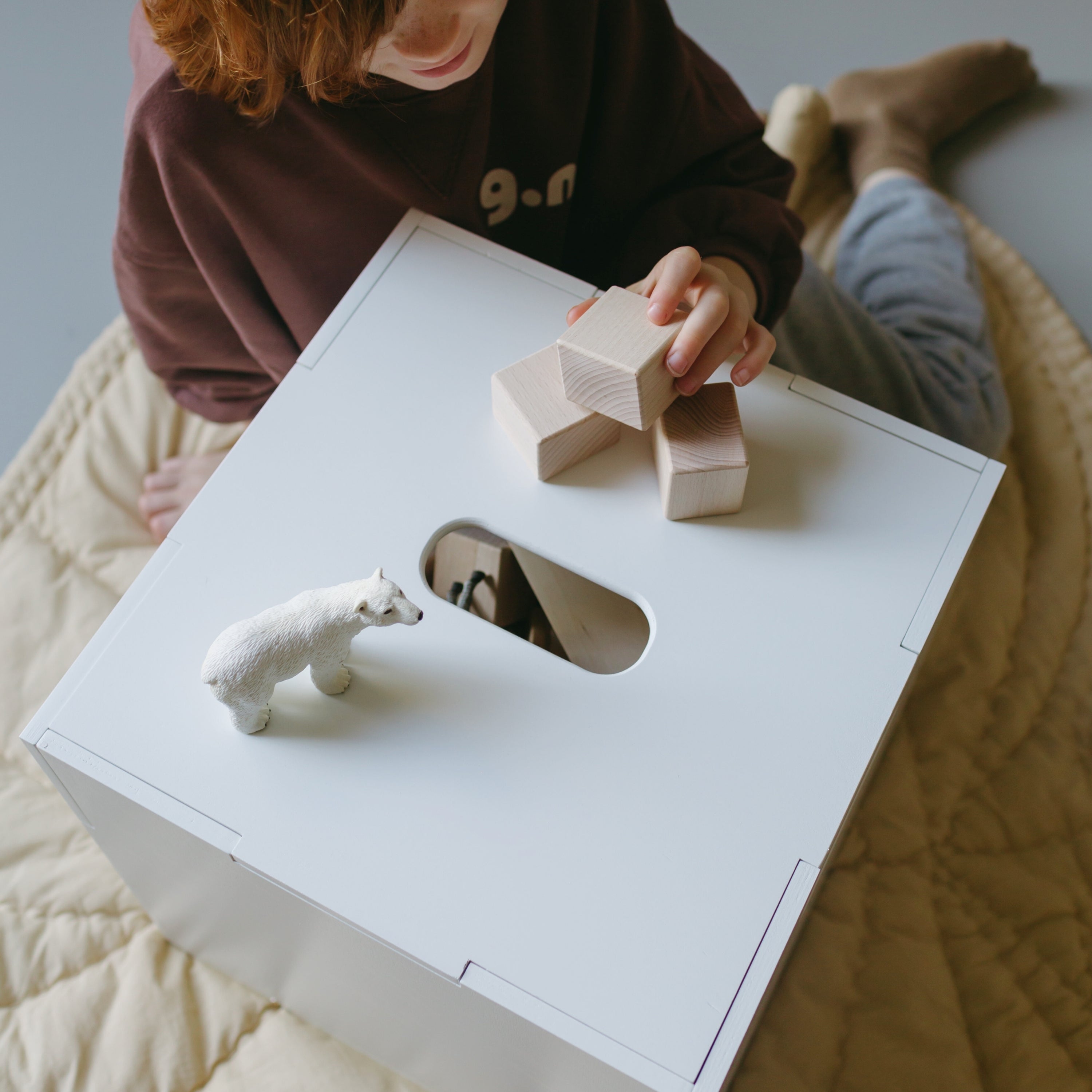 Nofred White Cube Storage with toys on it