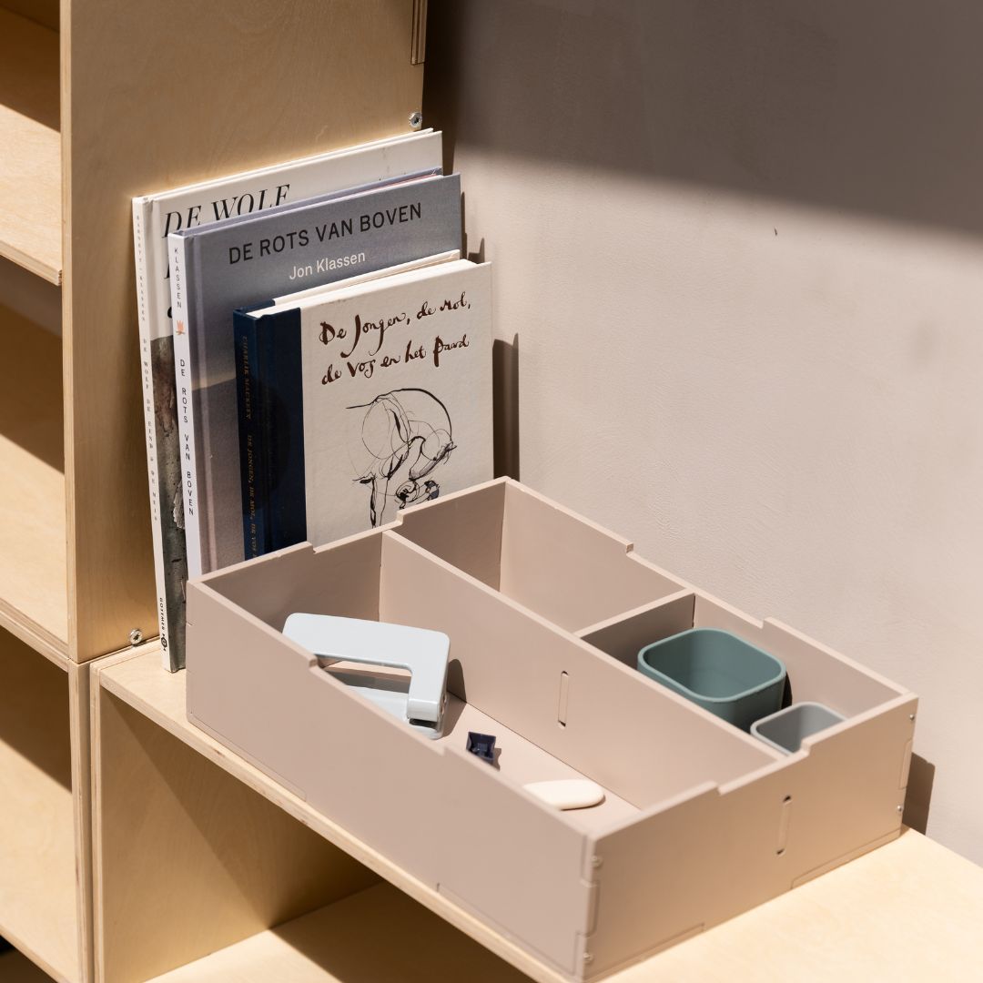 Nofred Beige Kiddo Tool Box in shelving system