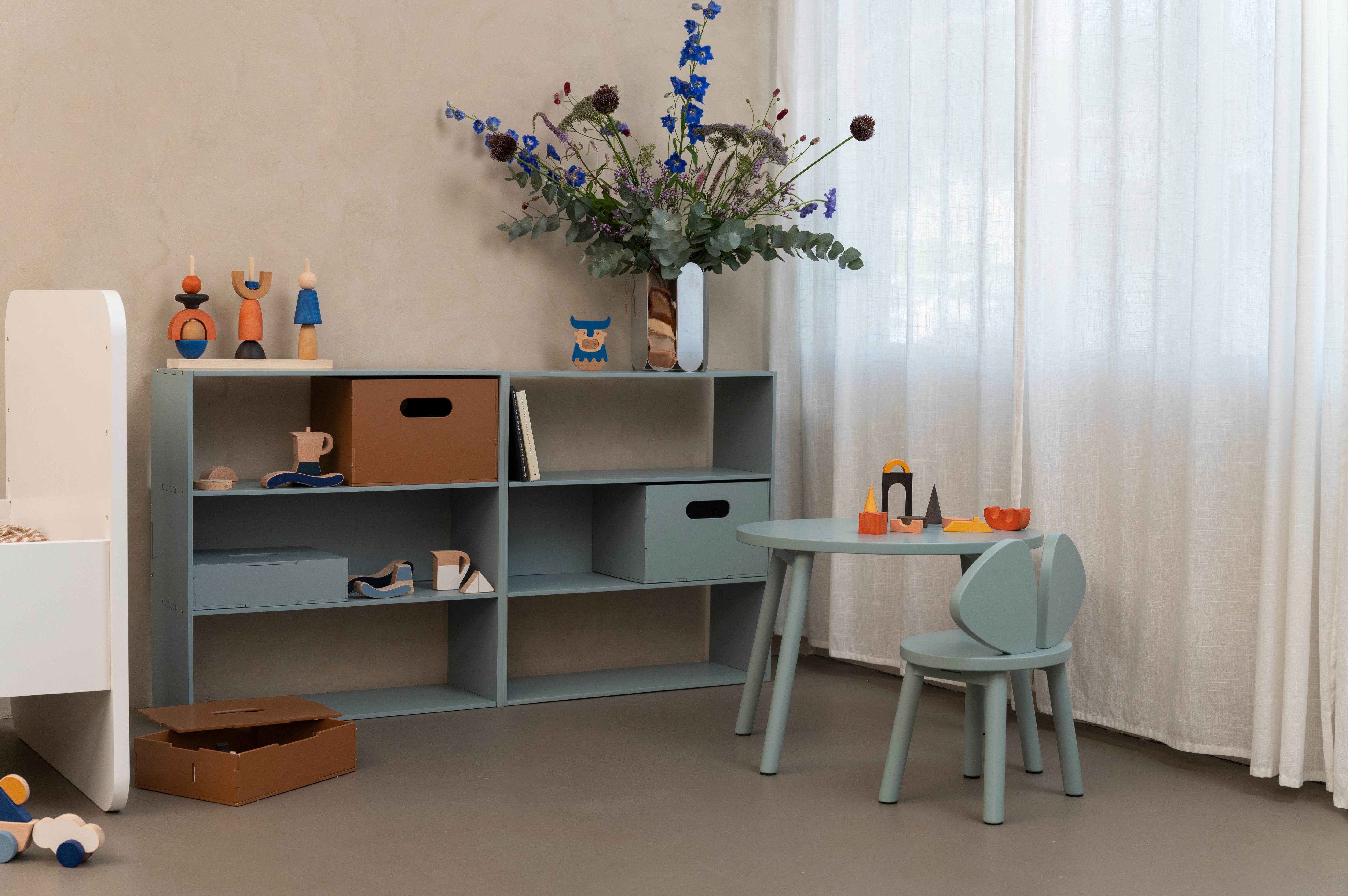 Nofred Olive Green Kiddo Tool Box inside shelving system