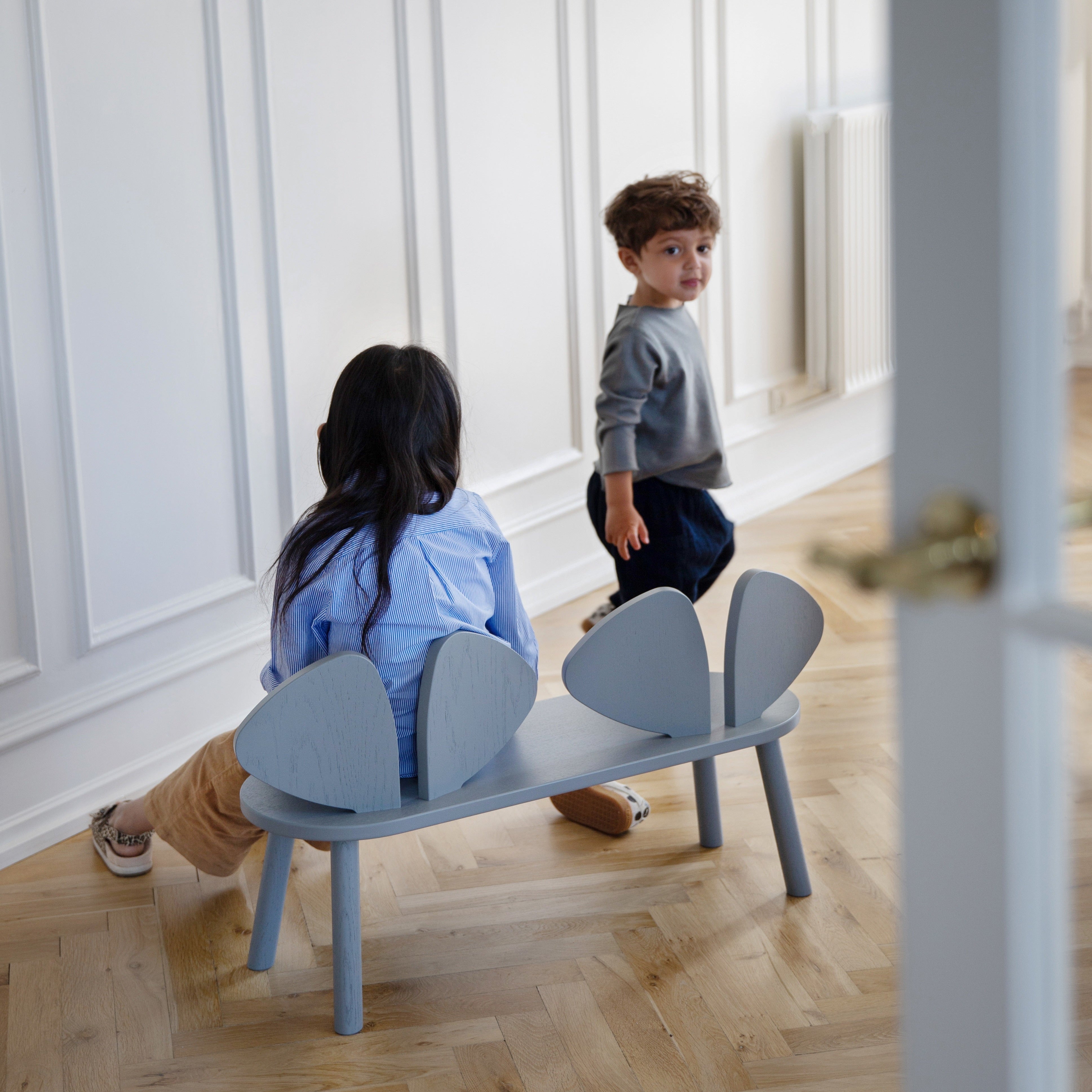 Nofred Grey Mouse Bench in the hallway