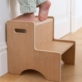 Nofred Oak Step Up Stool from the side