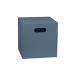 A dark slate blue-gray metal storage box with integrated handles on the front and sides, shown on a plain white background.