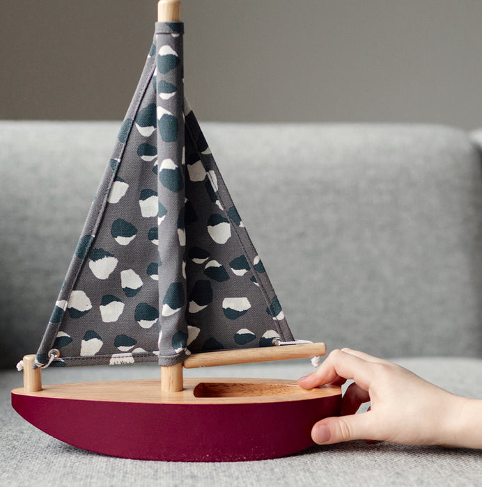 Wooden toy boat for play