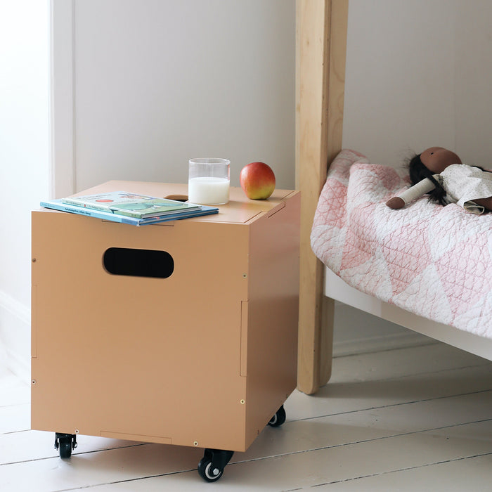 Nofred Cube box used as a night table in kids room