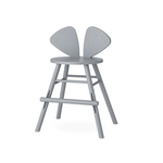 A light gray wooden counter stool with a unique butterfly-wing backrest, round seat, and four angled legs, shown on a solid white background.