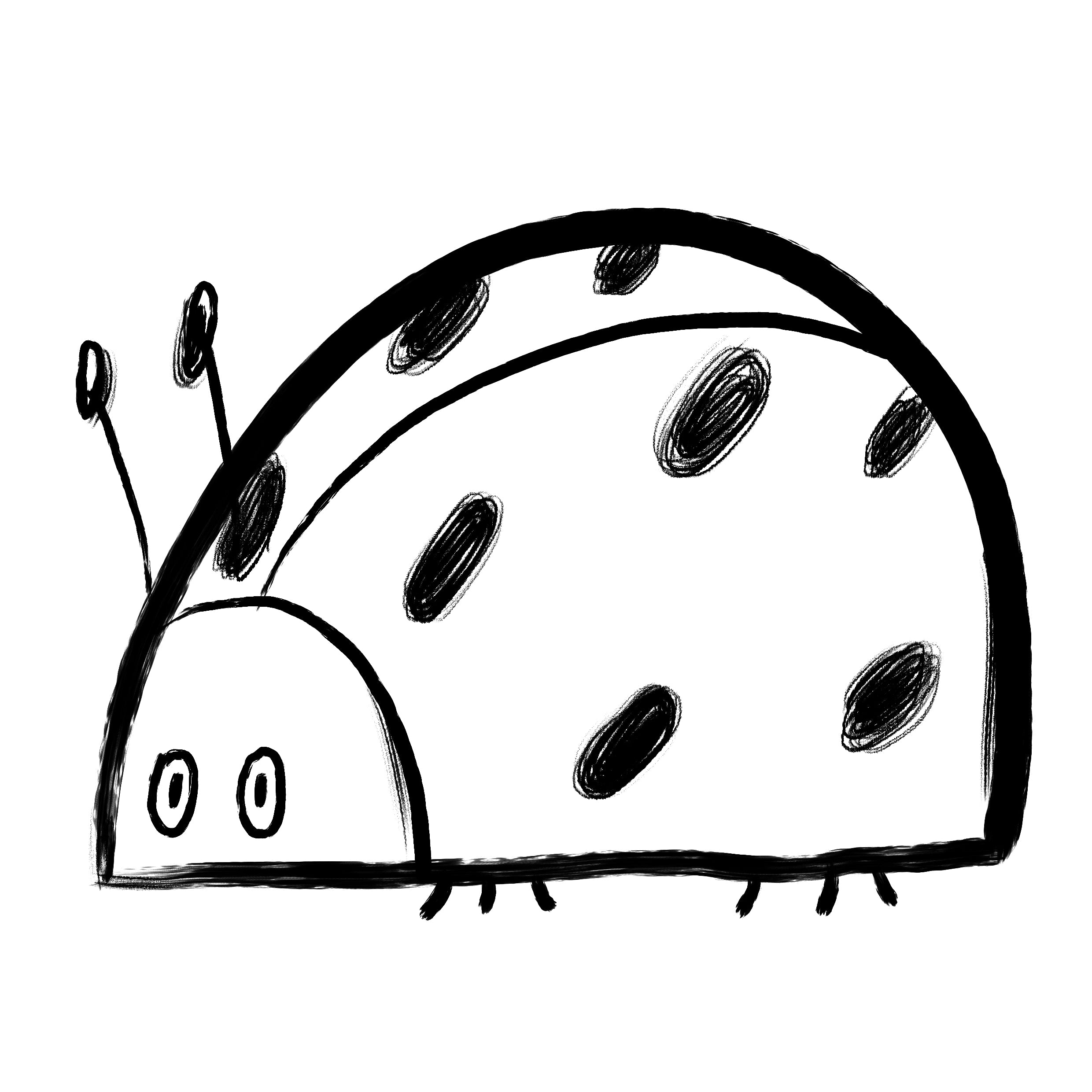 A simple black-and-white line drawing of a ladybug on a plain white background.
