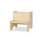 A light natural wood step stool or small bench with a minimalist design, shown on a clean white background.