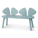 Children's bench with leaf-shaped backrest on a white background