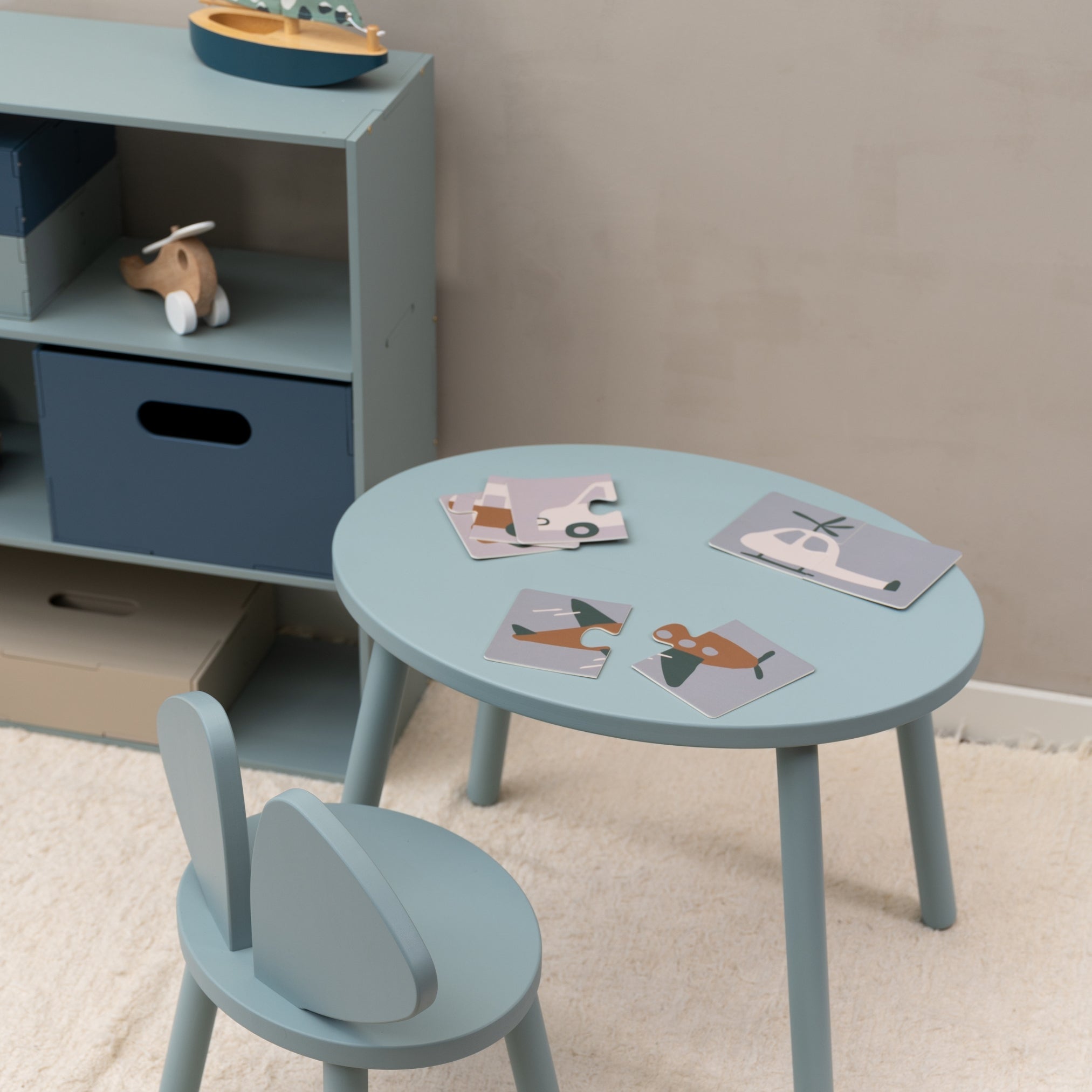 Nofred Olive Green Mouse Chair and Table Set close up