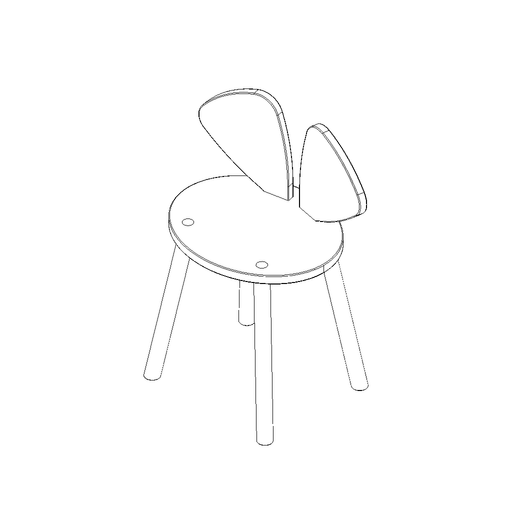 Line drawing of a chair with a backrest on a white background