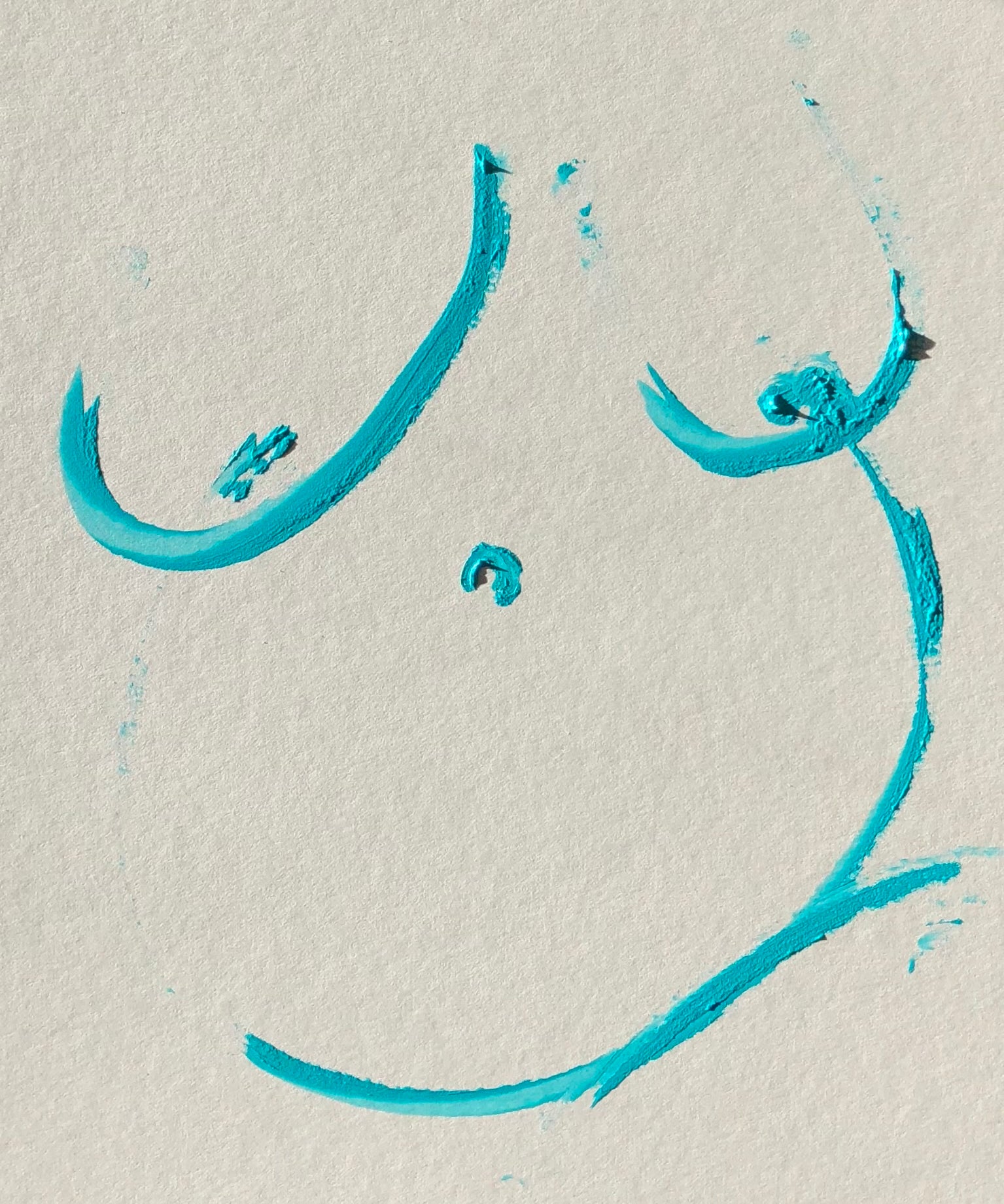 Abstract turquoise brush strokes on a textured beige background