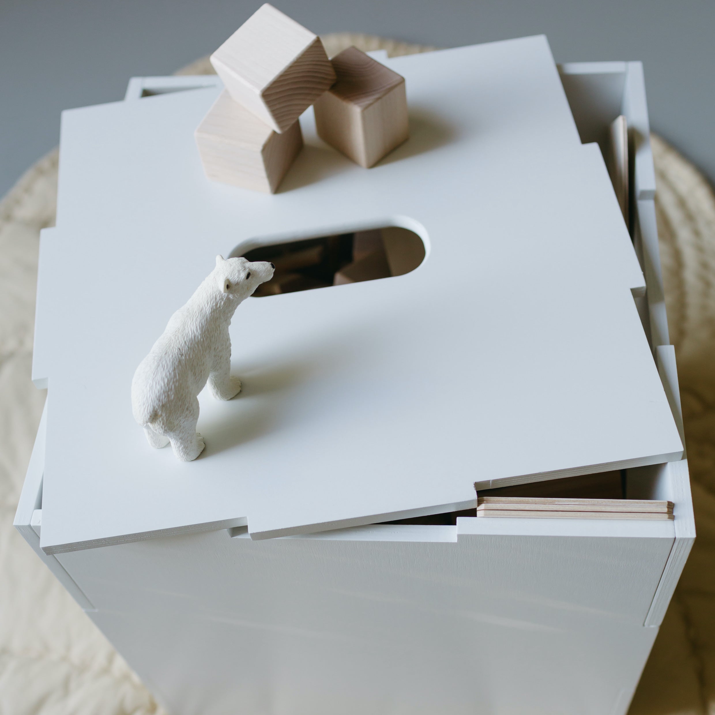 Nofred White Cube Storage closed with toys