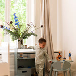 Nofred Olive Green Kiddo Tool Box with a kid nearby