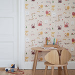 Nofred Monkey Fun Beige Kids Wallpaper in the room