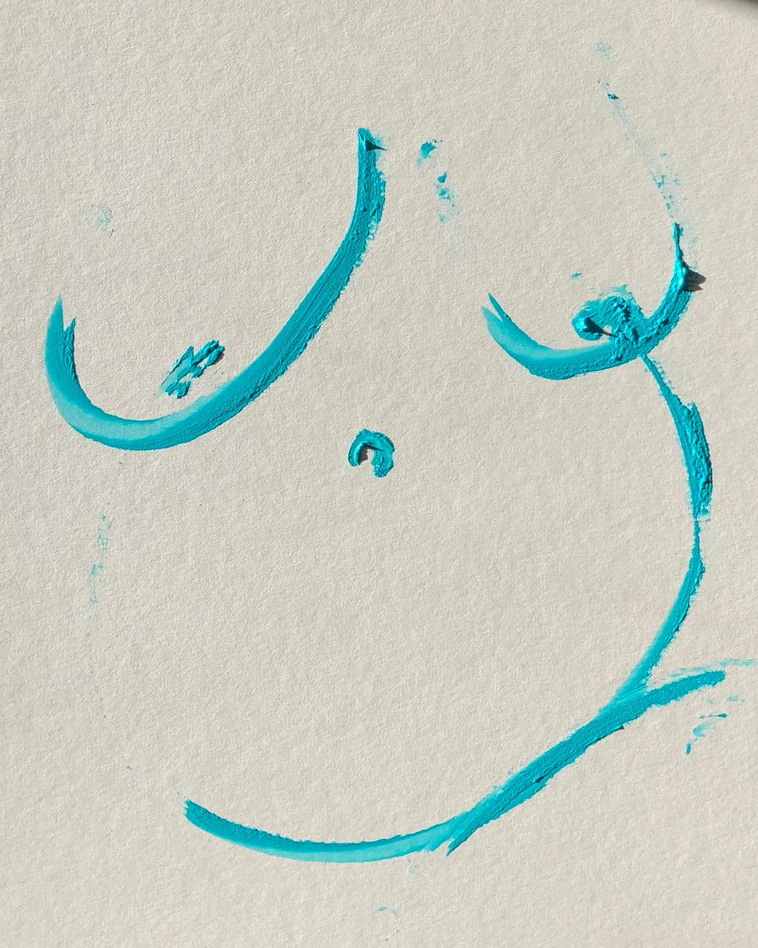 Abstract turquoise brush strokes on a textured beige background