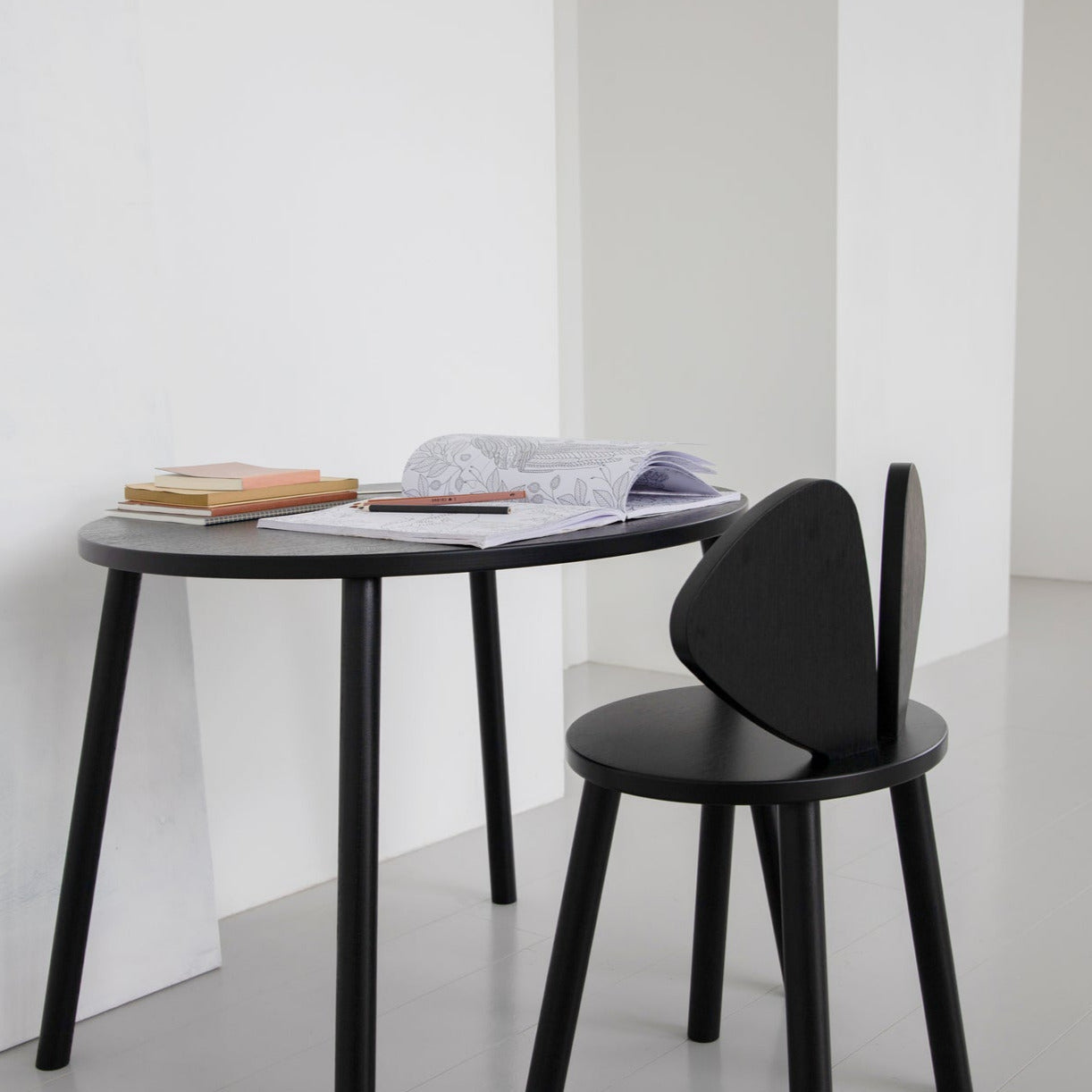 Nofred Black School Table in Mouse School Set in the room