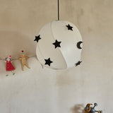 Kids design lamp in white hanging from the loft